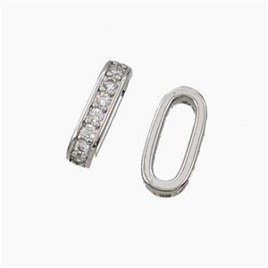 Copper Oval Connector Pave Zirconia Platinum Plated, approx 6-13.5mm [FD28771]
