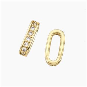 Copper Oval Connector Pave Zirconia Gold Plated, approx 6-13.5mm [FD28772]