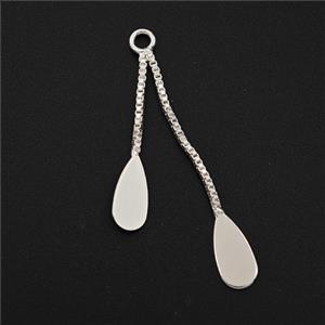 Copper Necklace Extender Shiny Silver, approx 35mm length [FD28783]