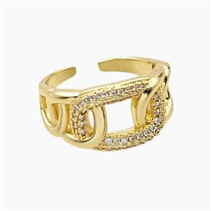 Copper Rings Micropave Zirconia Gold Plated, approx 12mm, 18mm dia [FD28786]