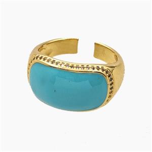 Copper Rings Turqblue Enamel Gold Plated, approx 12mm, 18mm dia [FD28791]