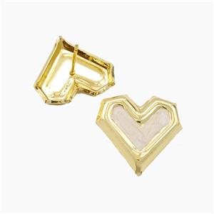 Copper Heart Stud Earrings White Enamel Gold Plated, approx 20mm [FD28796]