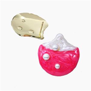 Copper Stud Earrings Red Enamel Gold Plated, approx 26mm [FD28809]