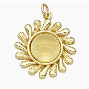 Copper Sun Pendant Pave Resin Gold Plated, approx 21mm [FD28861]