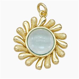 Copper Sun Pendant Pave Resin Gold Plated, approx 21mm [FD28862]