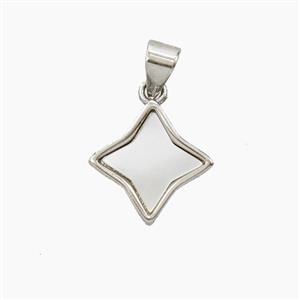 Copper Star Pendant Pave Shell Platinum Plated, approx 13mm [FD28891]