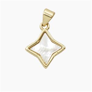 Copper Star Pendant Pave Shell Gold Plated, approx 13mm [FD28892]