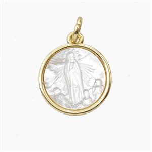 Copper Pendant Pave Shell Jesus Gold Plated, approx 14mm [FD28896]