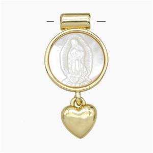 Copper Pendant Pave Shell Jesus Heart Gold Plated, approx 8mm, 14mm [FD28902]
