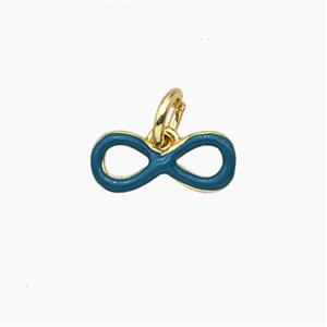 Copper Infinity Pendant Teal Enamel Gold Plated, approx 5-12mm [FD28928]