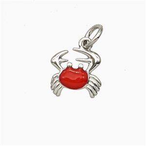 Copper Crab Pendant Red Enamel Platinum Plated, approx 9mm [FD28930]