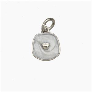 Copper Heart Pendant White Enamel Platinum Plated, approx 9mm [FD28946]