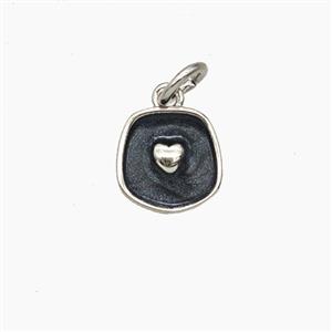 Copper Heart Pendant Black Enamel Platinum Plated, approx 9mm [FD28947]