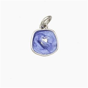 Copper Heart Pendant Lavender Enamel Platinum Plated, approx 9mm [FD28948]