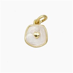 Copper Heart Pendant White Enamel Gold Plated, approx 9mm [FD28951]