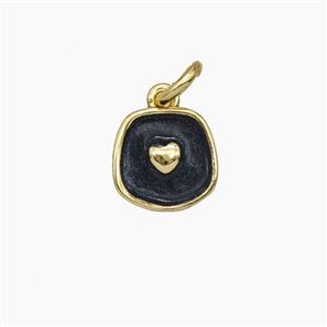 Copper Heart Pendant Black Enamel Gold Plated, approx 9mm [FD28952]