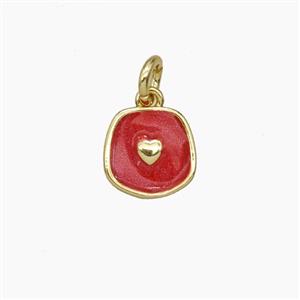 Copper Heart Pendant Red Enamel Gold Plated, approx 9mm [FD28954]