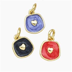 Copper Heart Pendant Enamel Gold Plated Mixed, approx 9mm [FD28955]