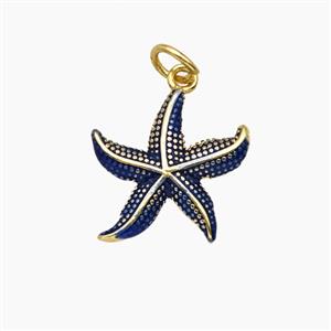 Copper Starfish Pendant Blue Painted Gold Plated, approx 15mm [FD28958]