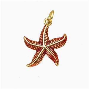 Copper Starfish Pendant Red Painted Gold Plated, approx 15mm [FD28960]