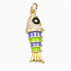 Copper Fish Pendant Multicolor Enamel Gold Plated, approx 10-25mm [FD28981]