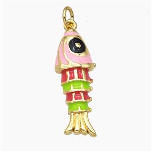 Copper Fish Pendant Multicolor Enamel Gold Plated, approx 10-25mm [FD28982]
