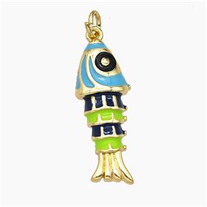 Copper Fish Pendant Multicolor Enamel Gold Plated, approx 10-25mm [FD28983]