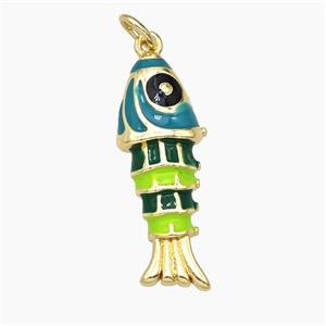 Copper Fish Pendant Multicolor Enamel Gold Plated, approx 10-25mm [FD28984]