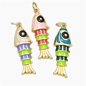 Copper Fish Pendant Multicolor Enamel Gold Plated Mixed, approx 10-25mm [FD28985]
