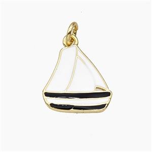 Copper Sailboat Pendant Enamel Gold Plated, approx 15mm [FD28989]