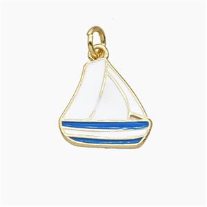 Copper Sailboat Pendant Enamel Gold Plated, approx 15mm [FD28990]