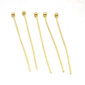 Copper Ball-Head Pins Gold Plated, approx 45mm length [FD29040-45MM]