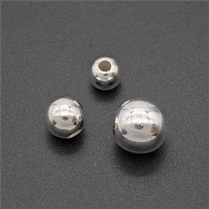 Copper Round Beads Smooth Shiny Silver, approx 4mm [FD29065-4MM]
