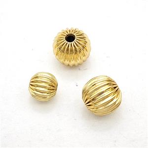 Copper Round Beads Ribbed Gold Plated, approx 4mm [FD29068-4MM]