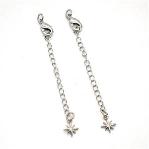 Copper Necklace Extender Platinum Plated, approx 8mm, 60mm length [FD29073]