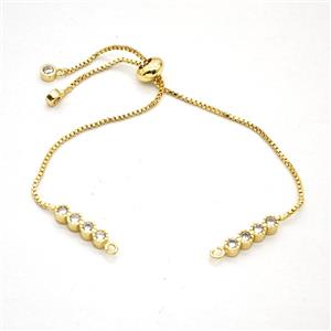 Copper Bracelets Chain Pave Zirconia Gold Plated, approx 4x15mm, 20cm length [FD29077]