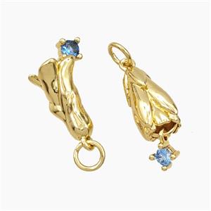 Copper Flower Pendant Pave Zirconia Gold Plated, approx 8-20mm [FD29092]
