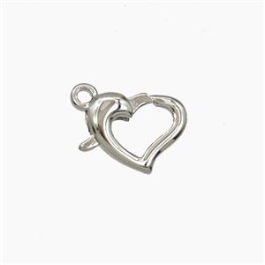 Copper Lobster Clasp Heart Platinum Plated, approx 8-10mm [FD29114]