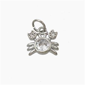 Copper Crab Pendant Pave Zirconia Platinum Plated, approx 8-10mm [FD29116]