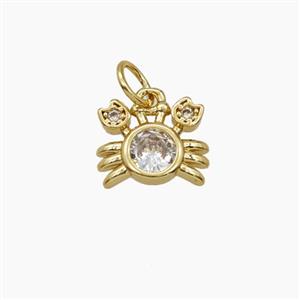 Copper Crab Pendant Pave Zirconia Gold Plated, approx 8-10mm [FD29117]
