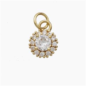 Copper Flower Pendant Pave Zirconia Gold Plated, approx 8mm [FD29119]