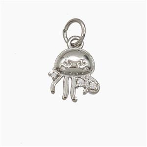 Copper Jellyfish Pendant Pave Zirconia Platinum Plated, approx 9mm [FD29120]