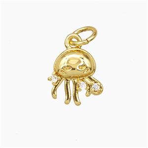 Copper Jellyfish Pendant Pave Zirconia Gold Plated, approx 9mm [FD29121]