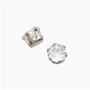 Cubic Zirconia Beads Prong-Set No-Hole, approx 5mm [FD29122]