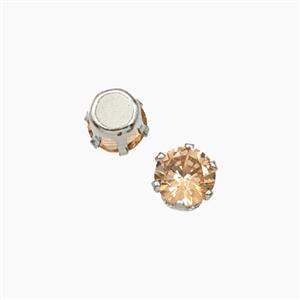 Champagne Cubic Zirconia Beads Prong-Set No-Hole, approx 5mm [FD29125]