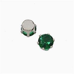 Green Cubic Zirconia Beads Prong-Set No-Hole, approx 5mm [FD29129]