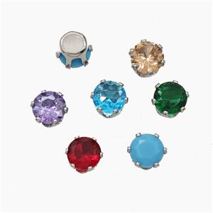 Cubic Zirconia Eye Beads Prong-Set No-Hole Mixed, approx 5mm [FD29132]