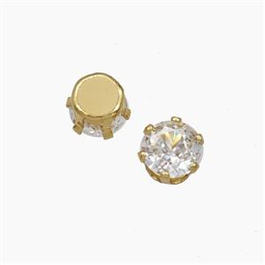 Clear Cubic Zirconia Beads Prong-Set No-Hole, approx 5mm [FD29133]