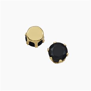 Black Cubic Zirconia Beads Prong-Set No-Hole, approx 5mm [FD29134]