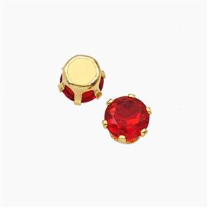 Red Cubic Zirconia Beads Prong-Set No-Hole, approx 5mm [FD29139]